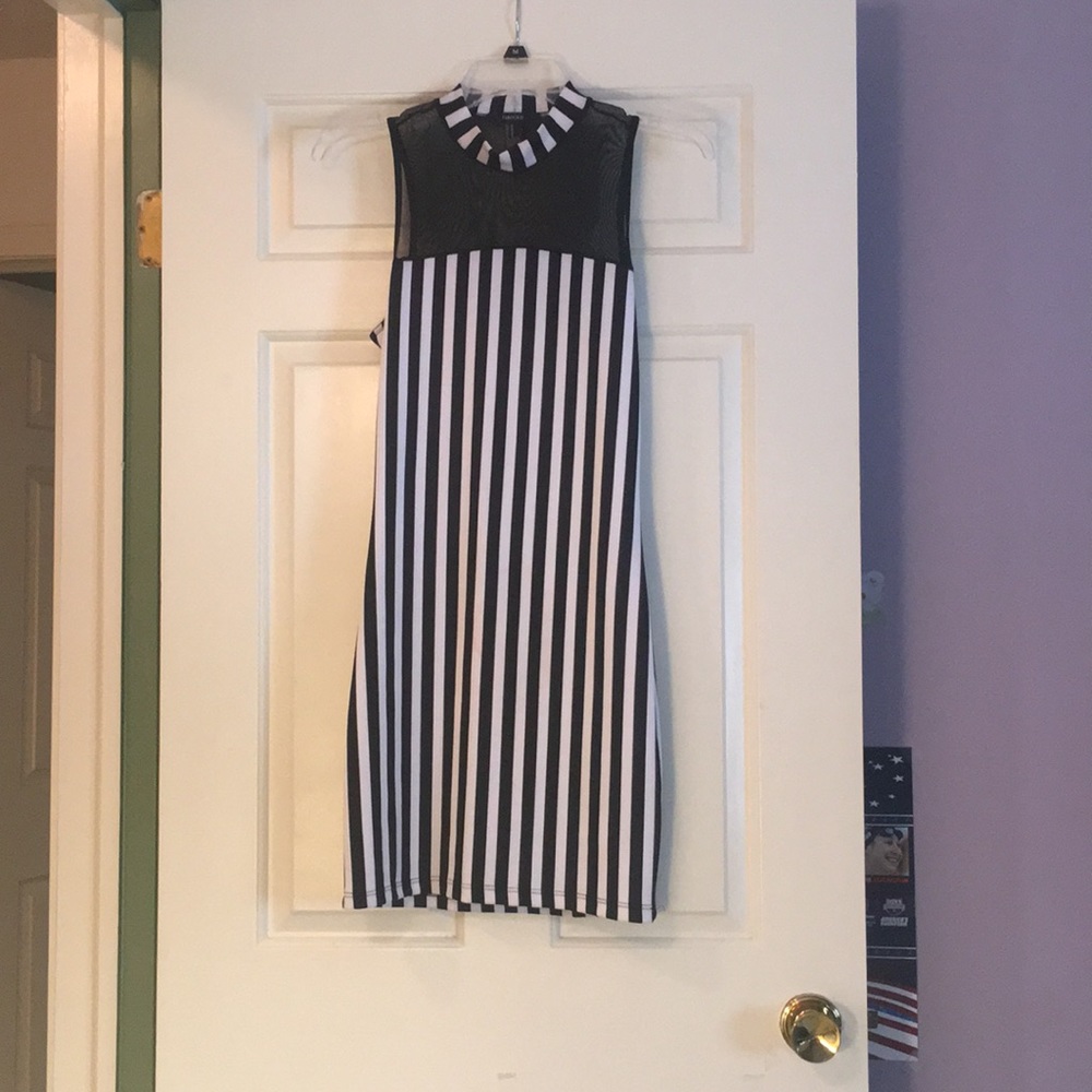Tight black and white striped sexy dress